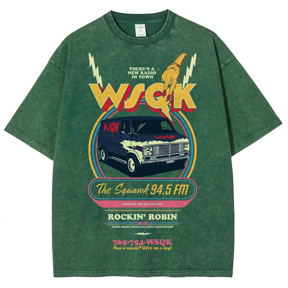 "WSQK The Squawk" Retro Radio Van Washed T-Shirt