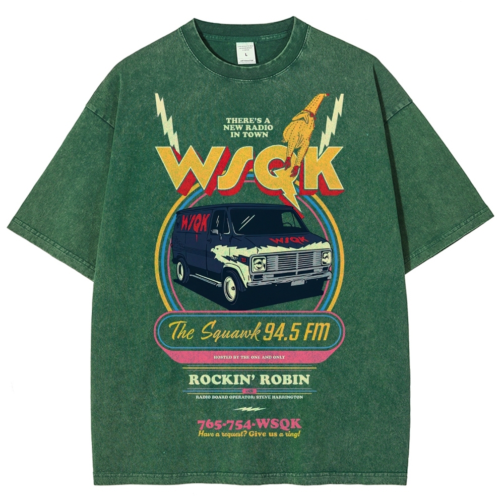 "WSQK The Squawk" Retro Radio Van Washed T-Shirt