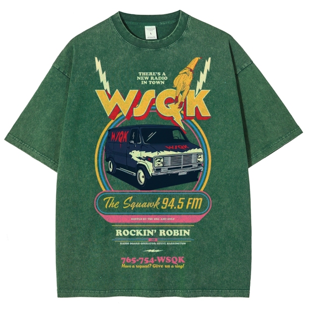 "WSQK The Squawk" Retro Radio Van Washed T-Shirt