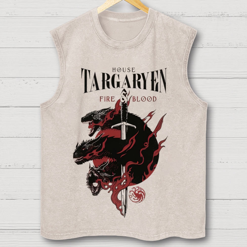 "House Targaryen Fire & Blood" Game of Thrones Washed Tank Top