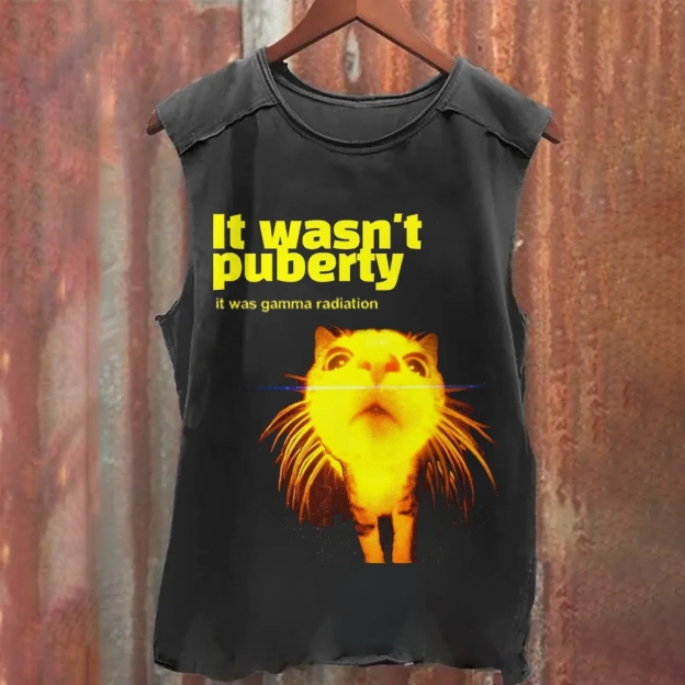 Funny Cat  Sci-Fi Inspired Quote Washed Tank Top 