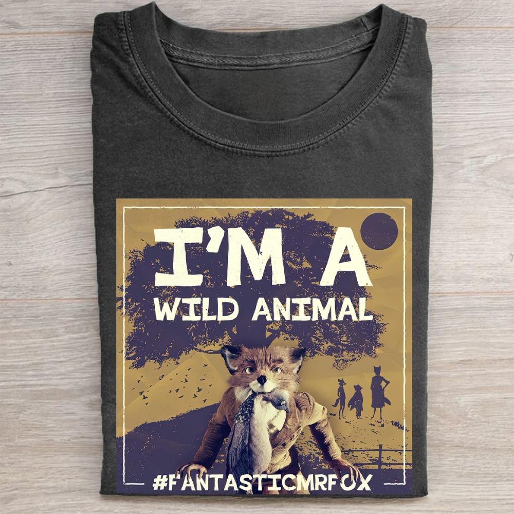 "I'm A Wild Animal" Fantastic Mr. Fox Vintage Washed Tee