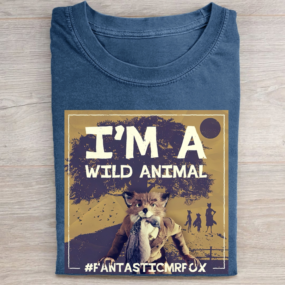 "I'm A Wild Animal" Fantastic Mr. Fox Vintage Washed Tee