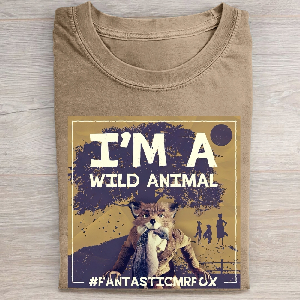"I'm A Wild Animal" Fantastic Mr. Fox Vintage Washed Tee