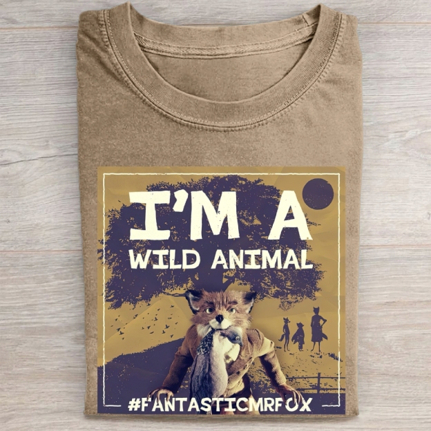 "I'm A Wild Animal" Fantastic Mr. Fox Vintage Washed Tee