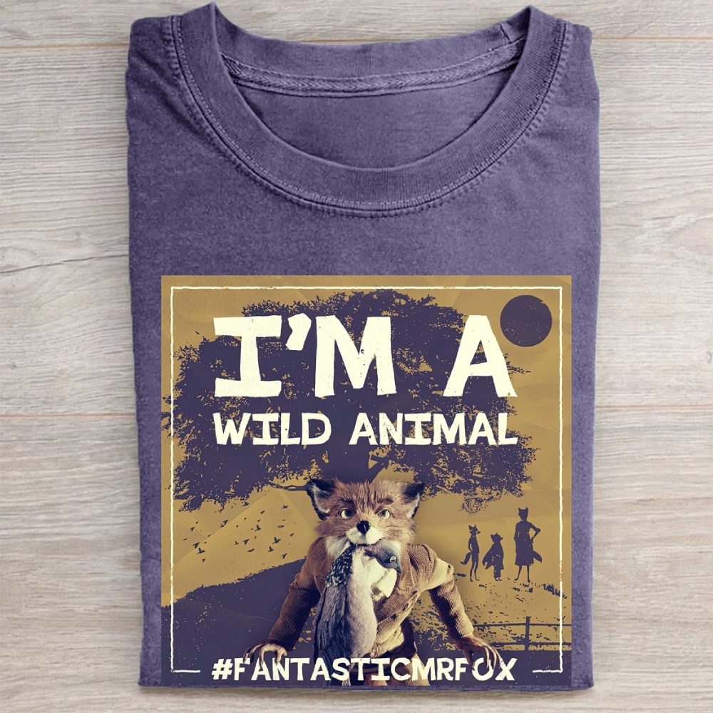"I'm A Wild Animal" Fantastic Mr. Fox Vintage Washed Tee