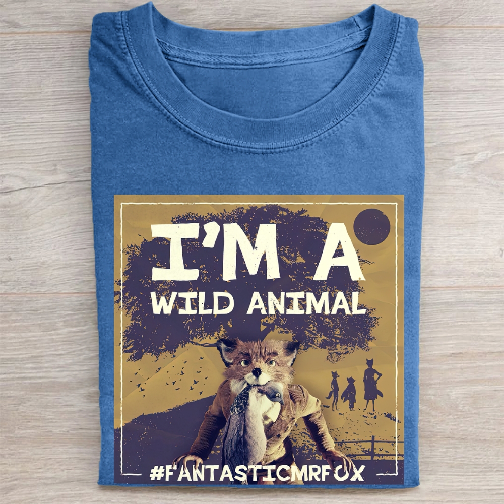 "I'm A Wild Animal" Fantastic Mr. Fox Vintage Washed Tee