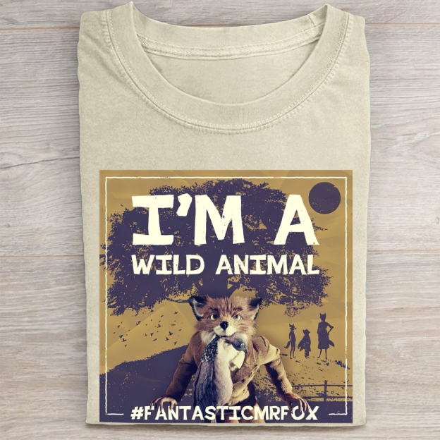 "I'm A Wild Animal" Fantastic Mr. Fox Vintage Washed Tee