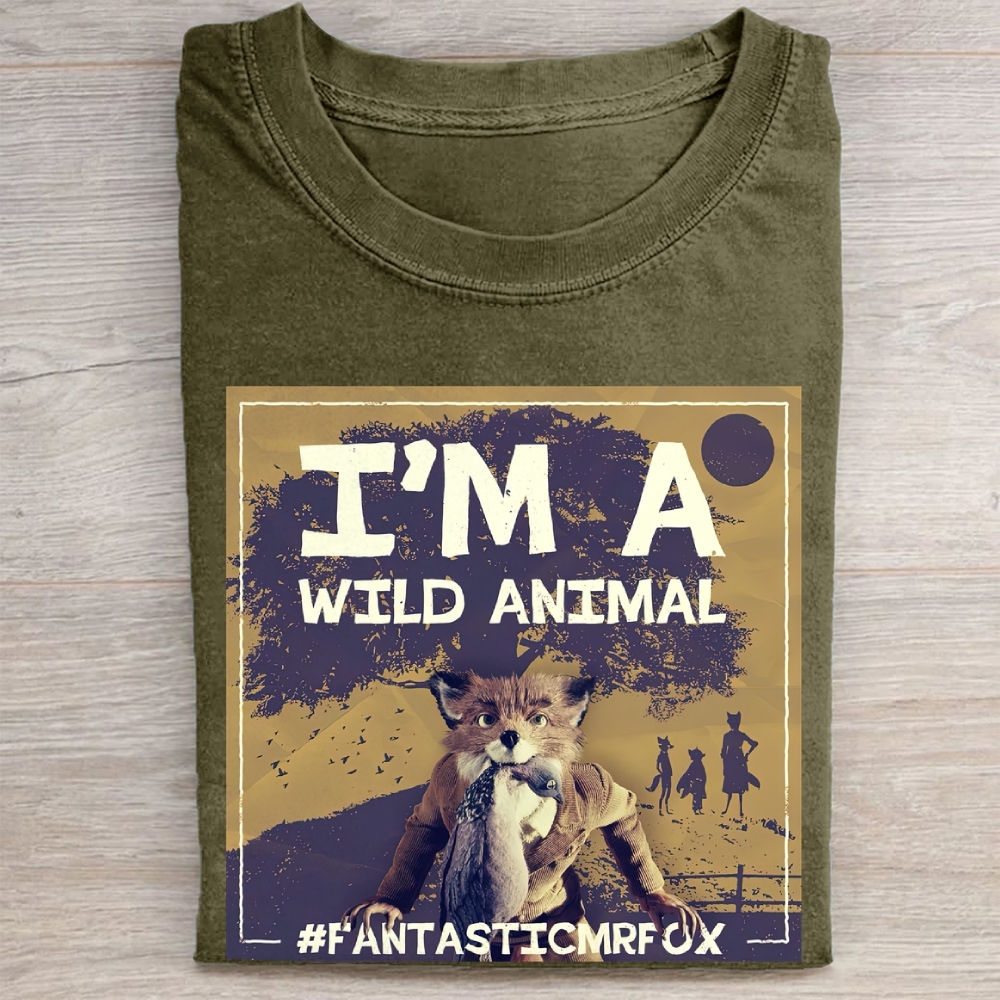 "I'm A Wild Animal" Fantastic Mr. Fox Vintage Washed Tee