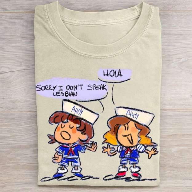 "Sorry I Don't Speak Lesbian" Stranger Things Scoops Troop Vintage Washed Tee
