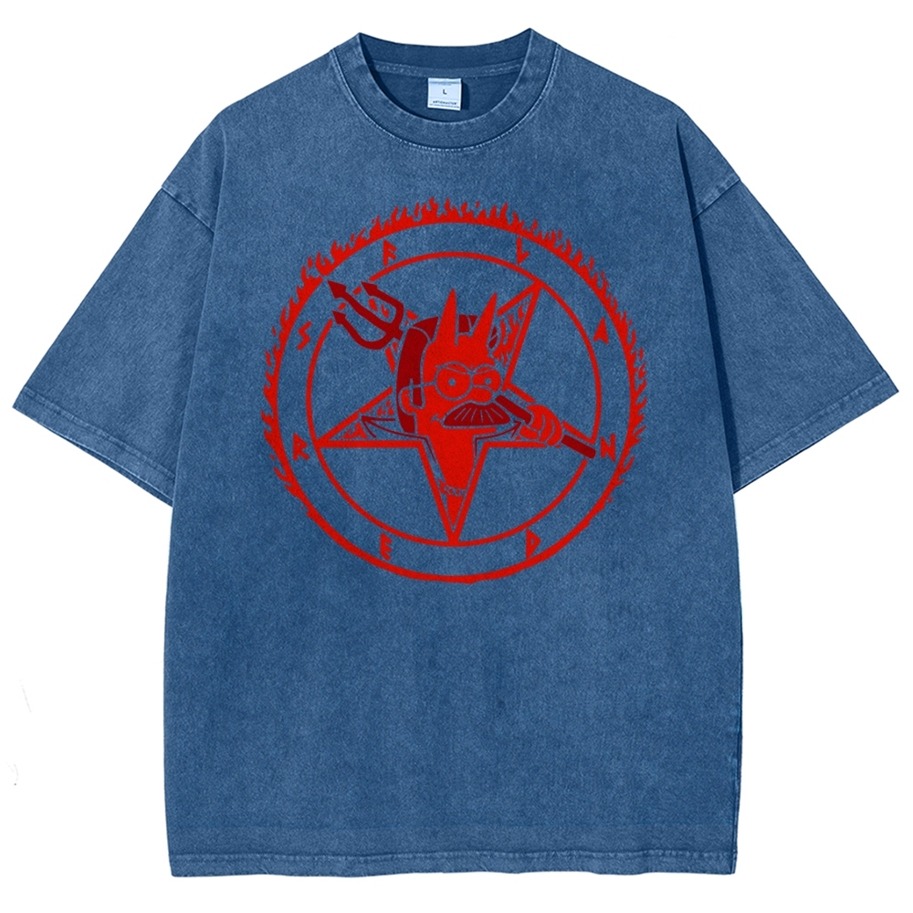 Devil Parody Graphic Washed T-Shirt 