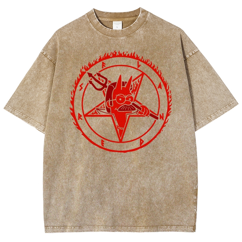 Devil Parody Graphic Washed T-Shirt 
