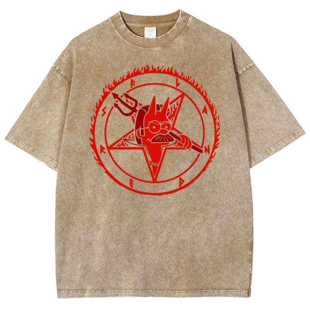 Devil Parody Graphic Washed T-Shirt 