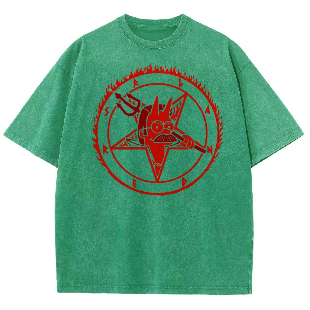 Devil Parody Graphic Washed T-Shirt 