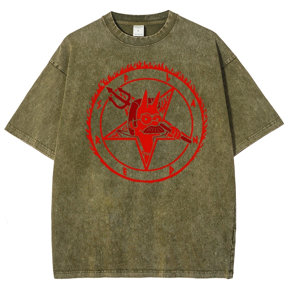 Devil Parody Graphic Washed T-Shirt 