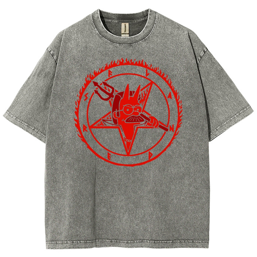 Devil Parody Graphic Washed T-Shirt 