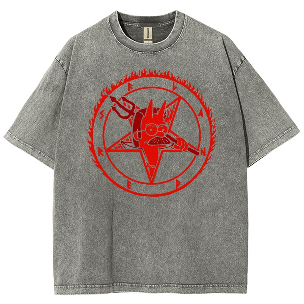 Devil Parody Graphic Washed T-Shirt 