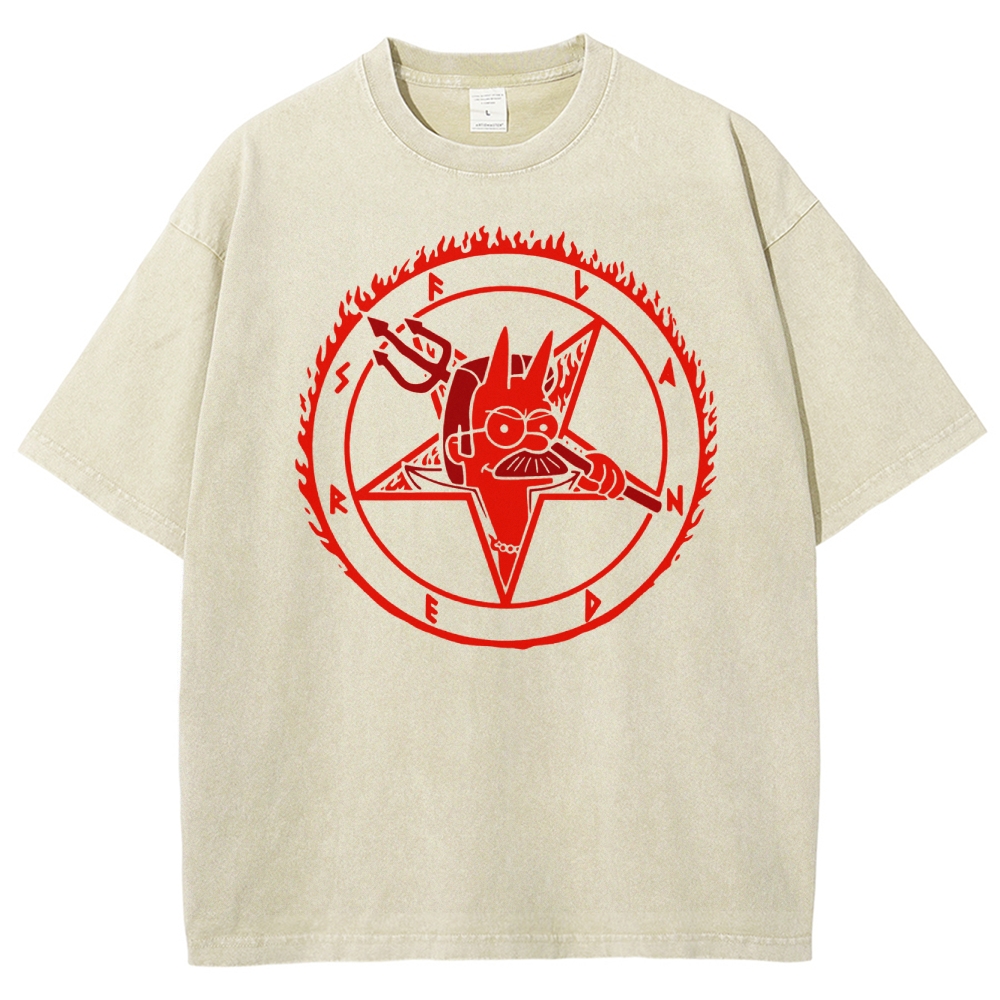 Devil Parody Graphic Washed T-Shirt 
