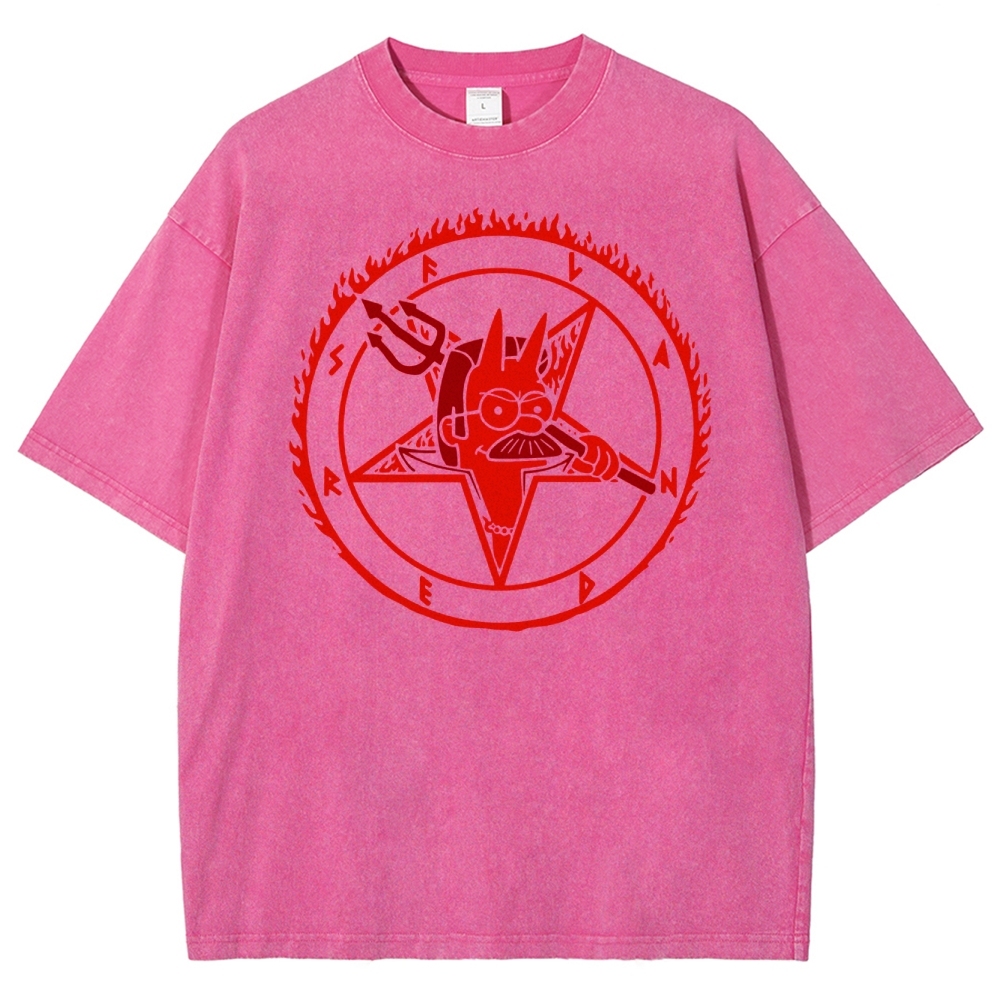 Devil Parody Graphic Washed T-Shirt 