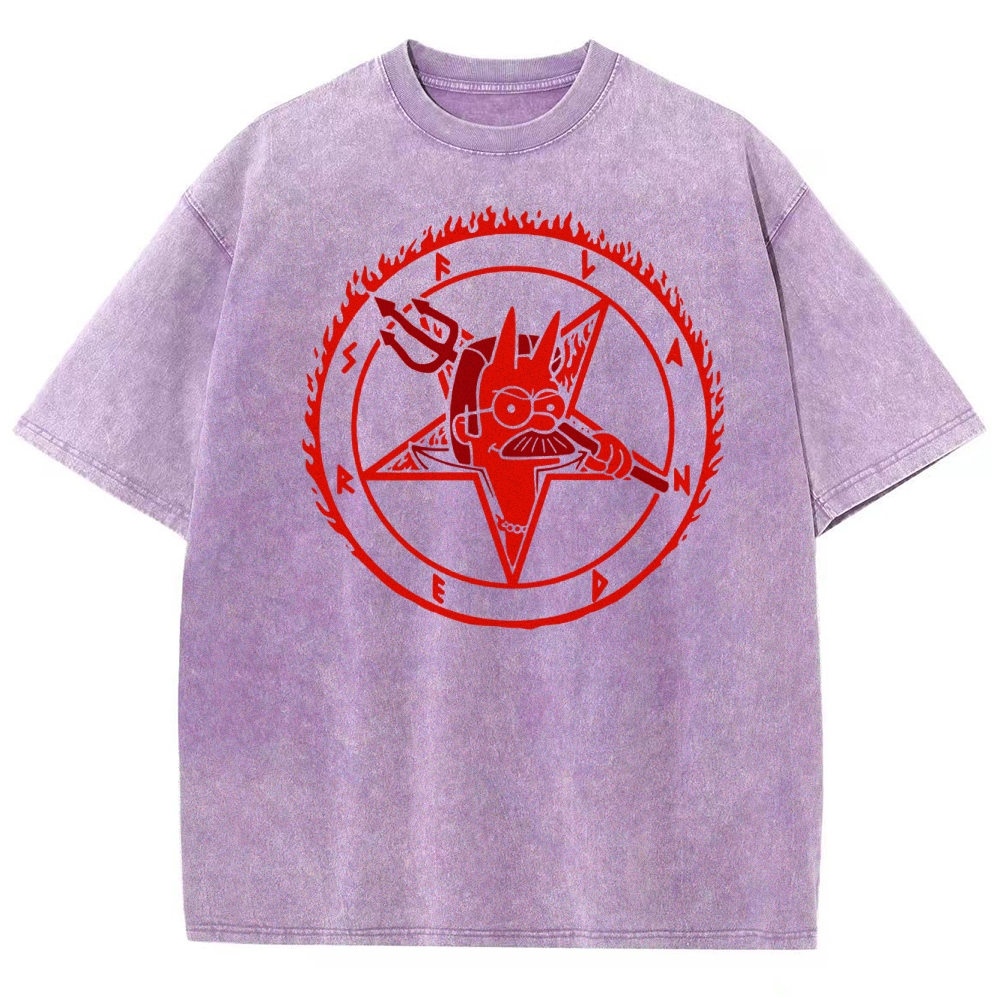 Devil Parody Graphic Washed T-Shirt 