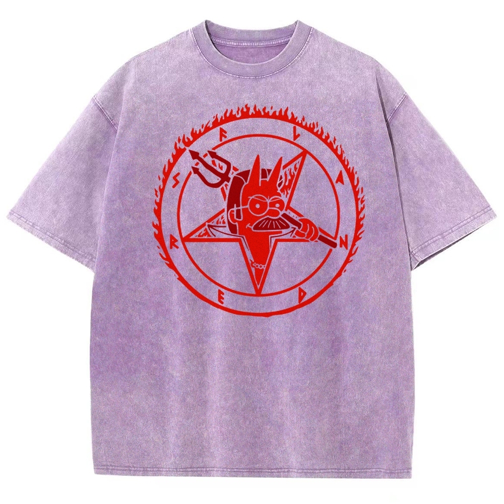 Devil Parody Graphic Washed T-Shirt