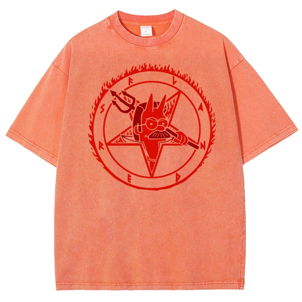 Devil Parody Graphic Washed T-Shirt 