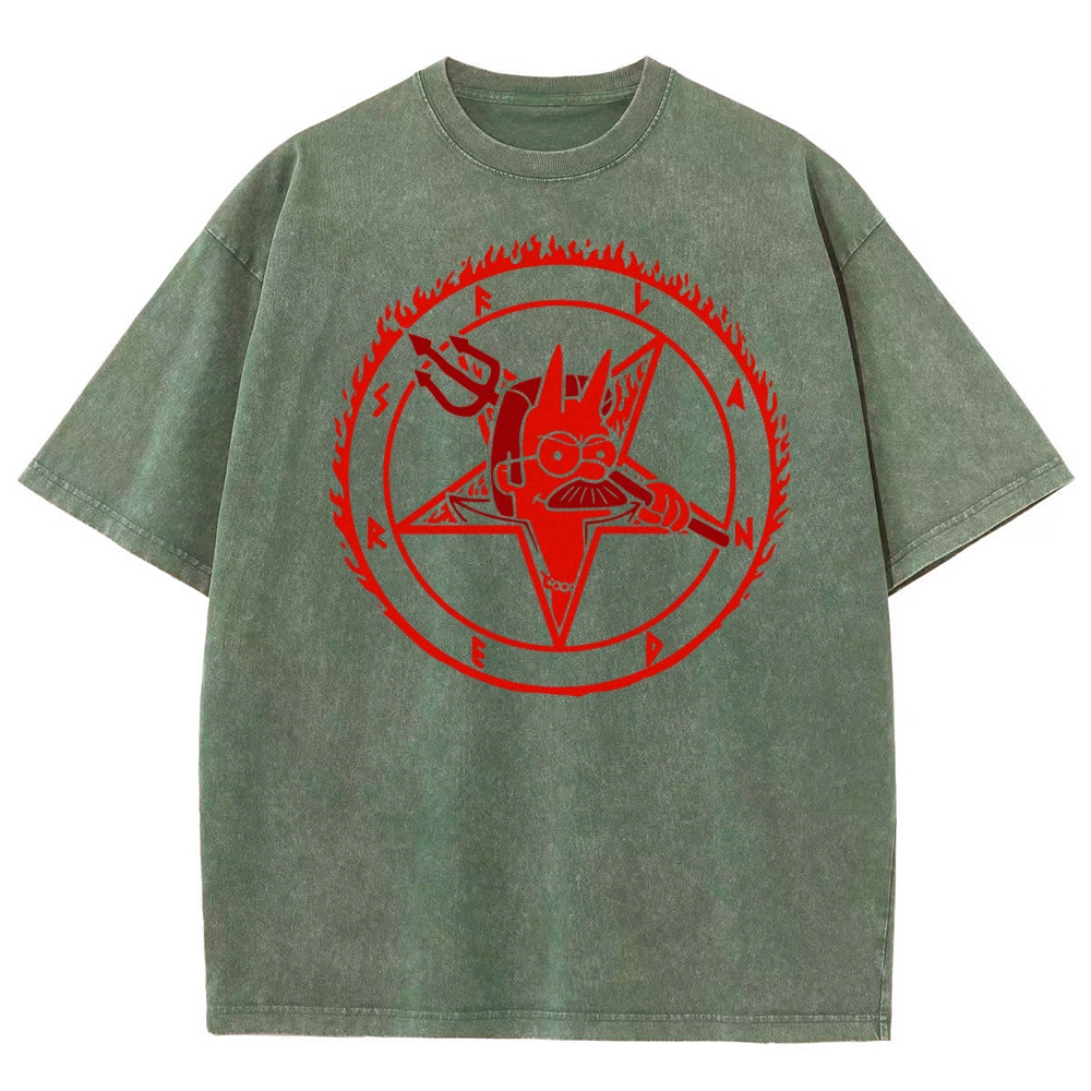 Devil Parody Graphic Washed T-Shirt 