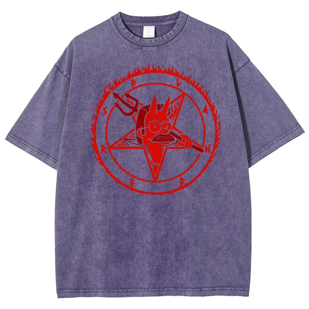 Devil Parody Graphic Washed T-Shirt 