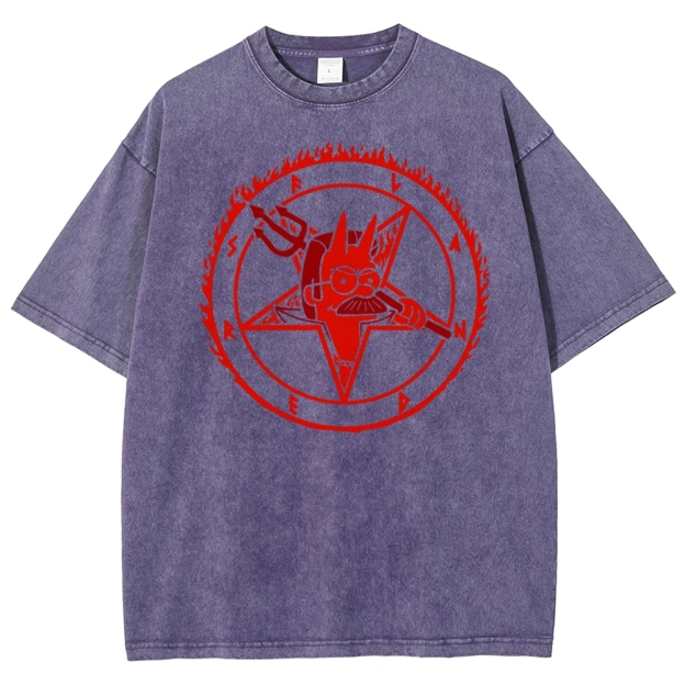 Devil Parody Graphic Washed T-Shirt 