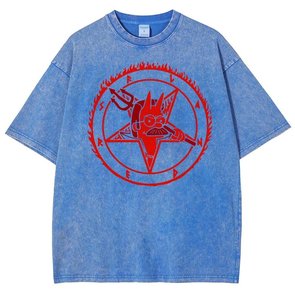 Devil Parody Graphic Washed T-Shirt 