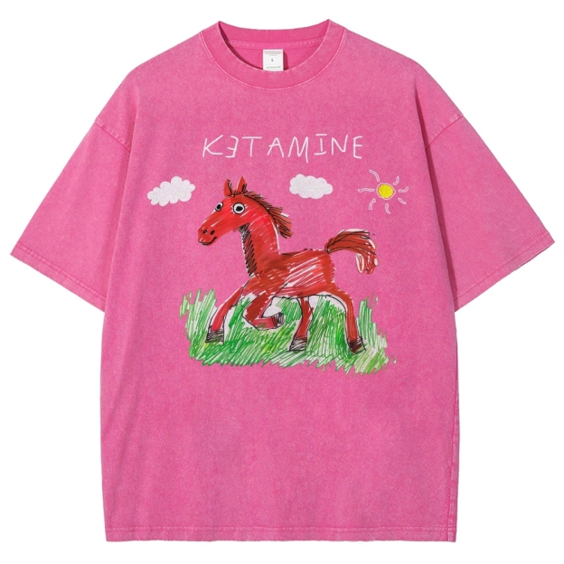 "Ketamine Horse" Trippy Kid Art Washed T-Shirt