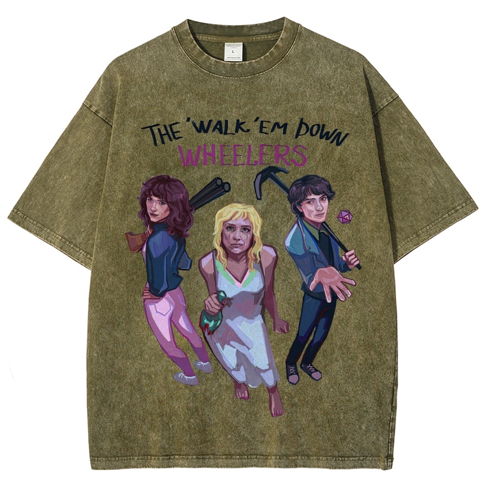 "The Walk 'Em Down Wheelers" Stranger Things Washed T-Shirt