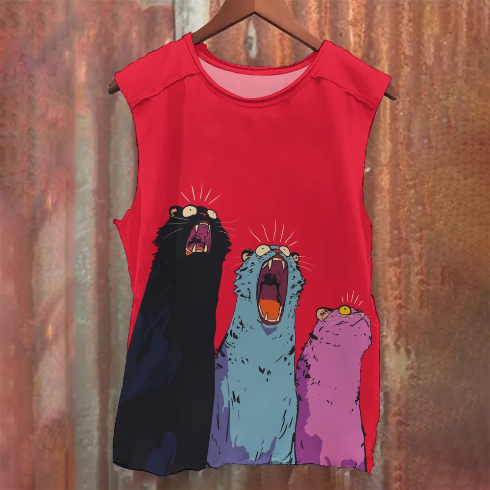 Funny Cartoon Cats Printed Tank Top 