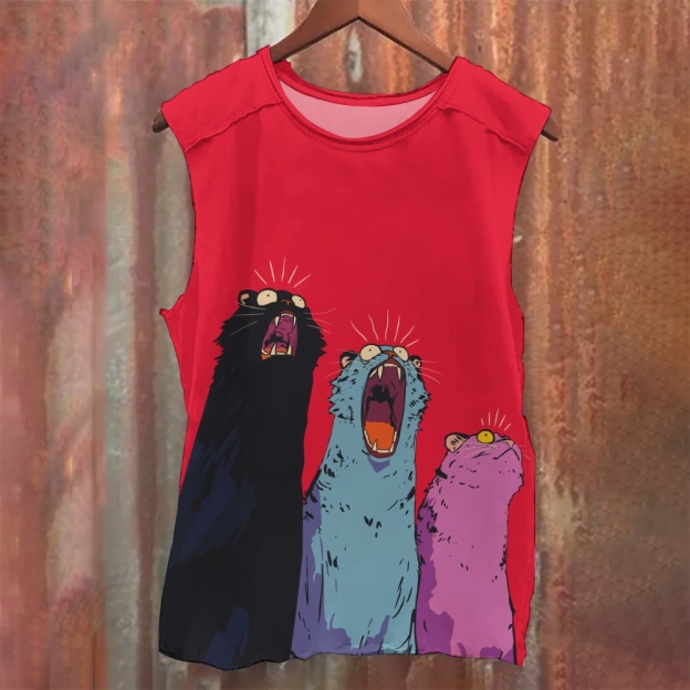 Funny Cartoon Cats Printed Tank Top 