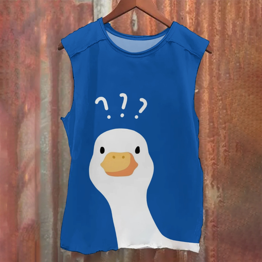 Confused Duck Meme Printed Tank Top 