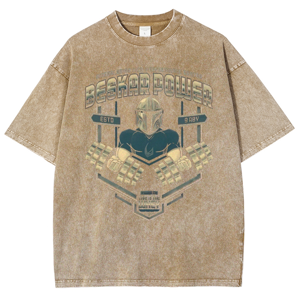 "Beskar Power" Mandalorian Gym Washed T-Shirt 
