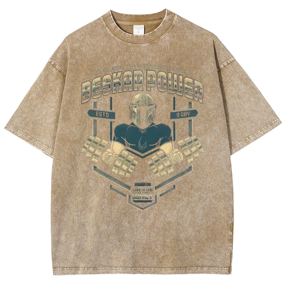 "Beskar Power" Mandalorian Gym Washed T-Shirt 