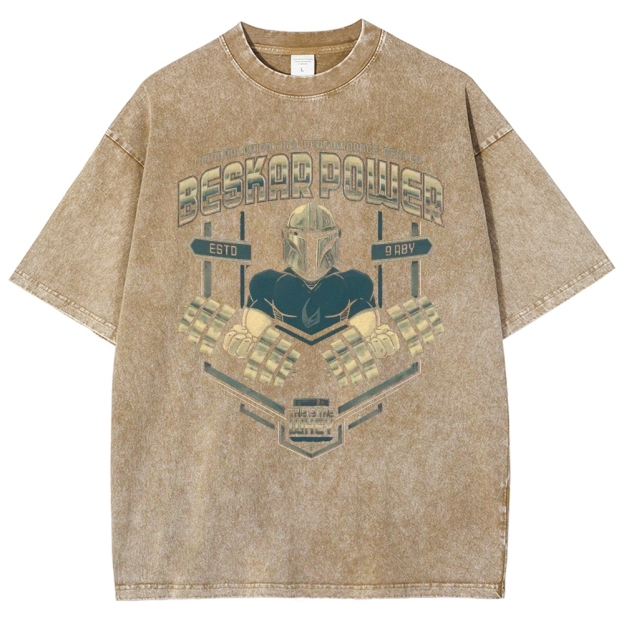 "Beskar Power" Mandalorian Gym Washed T-Shirt 