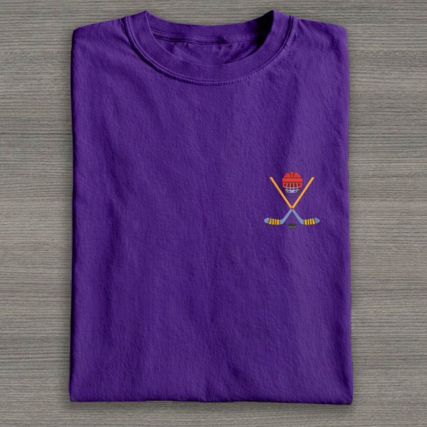 Play Hockey Equipment Embroidery Cotton T-shirt 