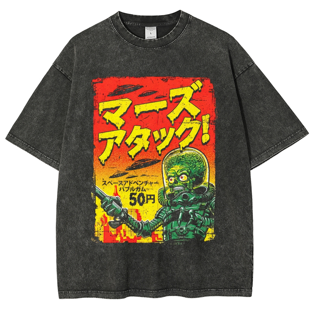 "Mars Attacks!" Japanese Retro Washed T-Shirt