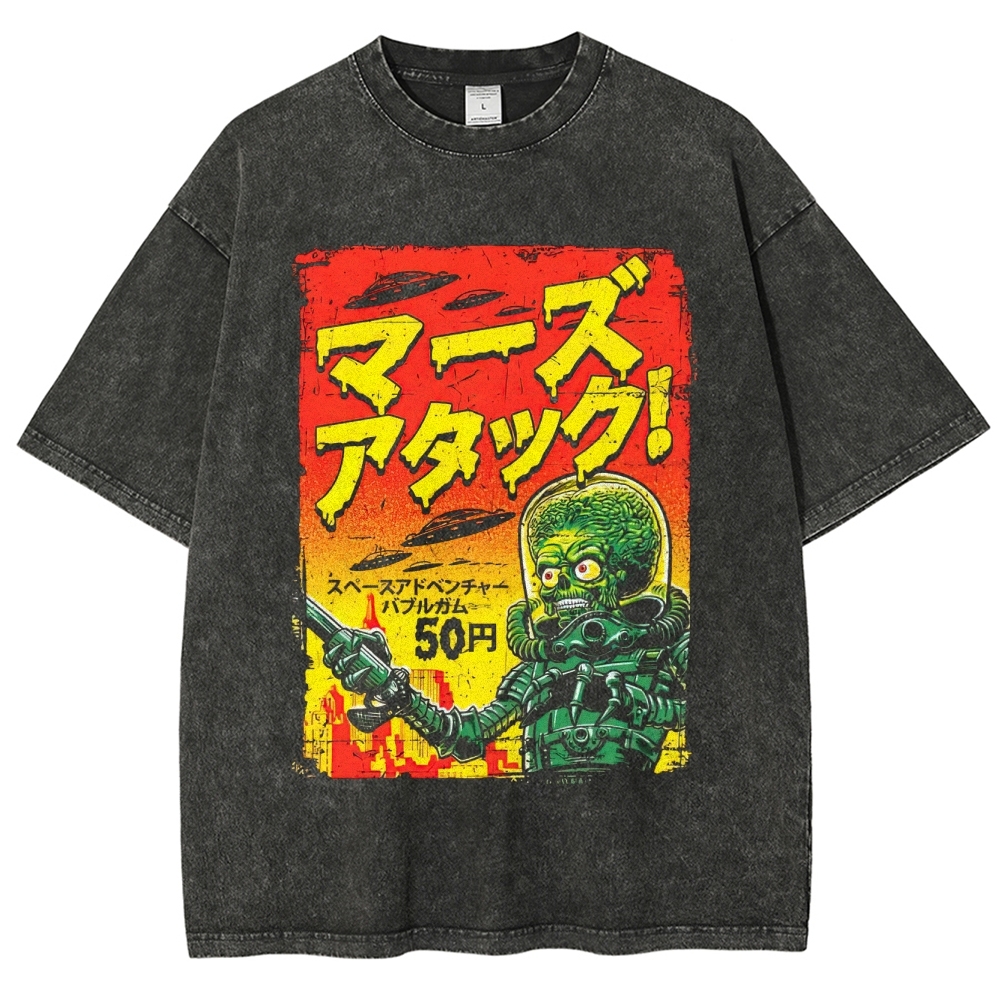 "Mars Attacks!" Japanese Retro Washed T-Shirt