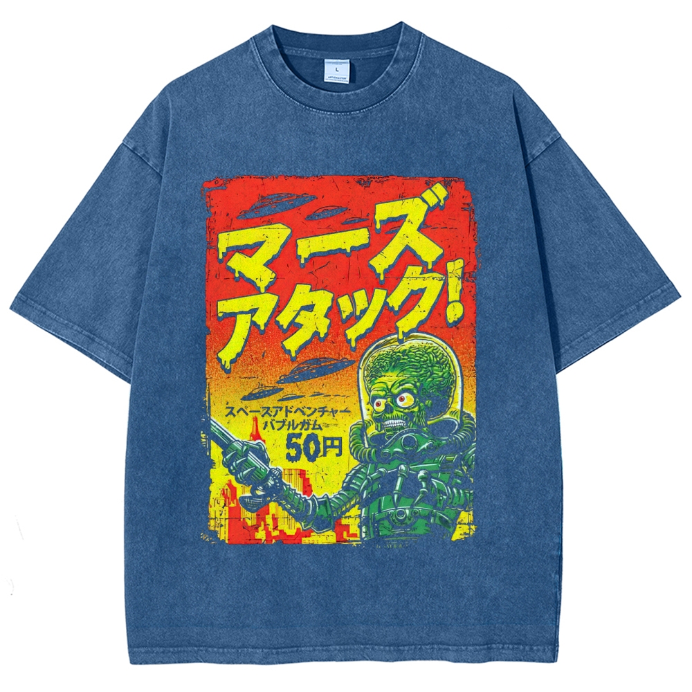 "Mars Attacks!" Japanese Retro Washed T-Shirt