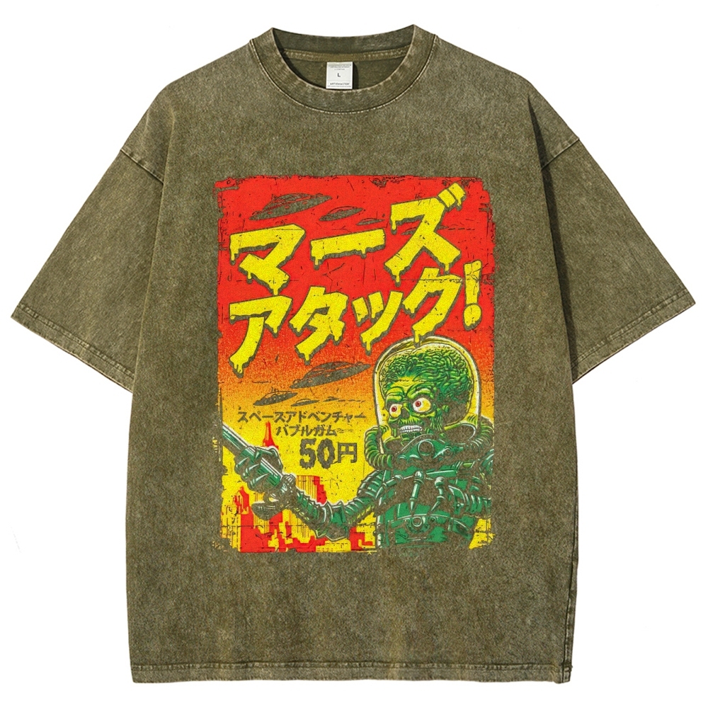 "Mars Attacks!" Japanese Retro Washed T-Shirt