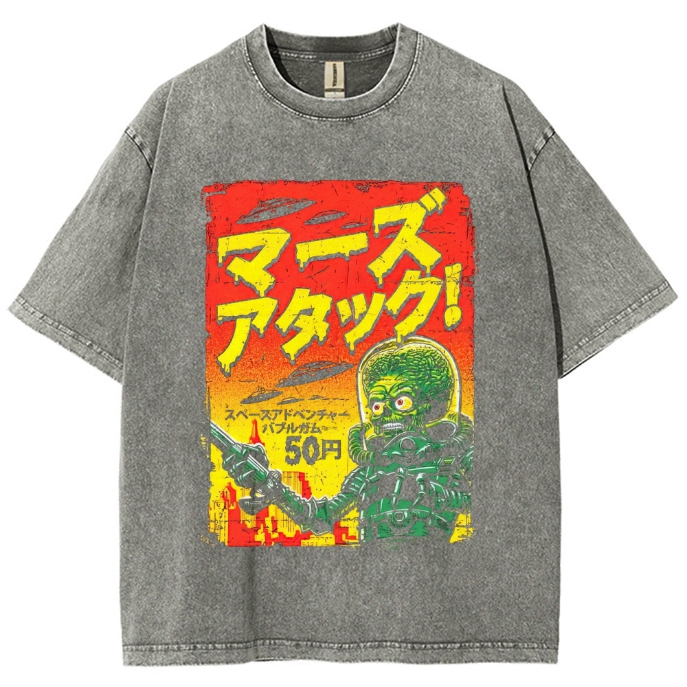 "Mars Attacks!" Japanese Retro Washed T-Shirt