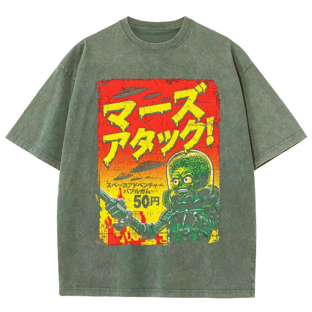 "Mars Attacks!" Japanese Retro Washed T-Shirt