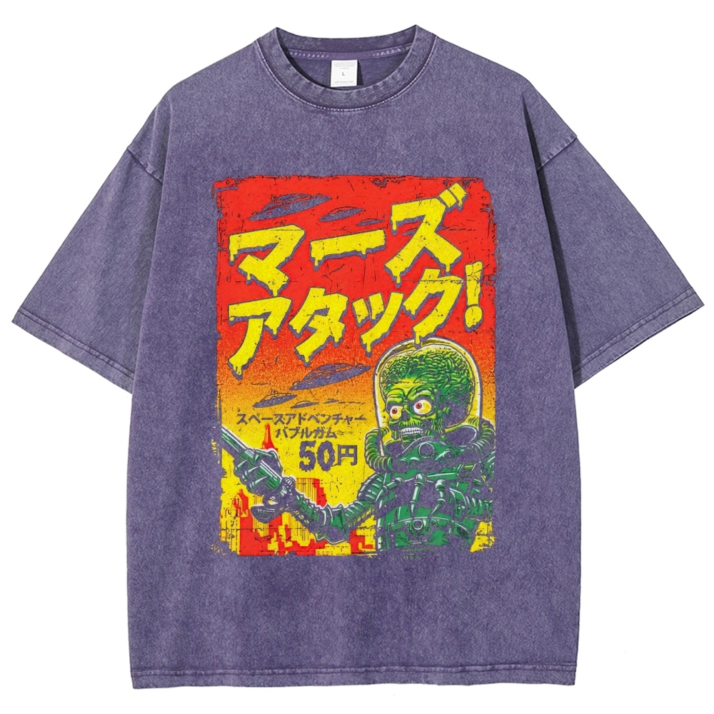 "Mars Attacks!" Japanese Retro Washed T-Shirt