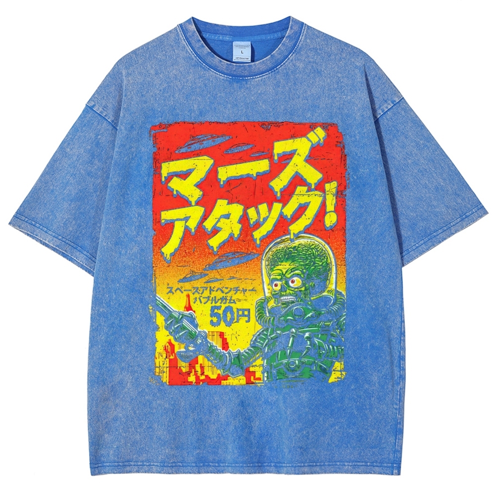 "Mars Attacks!" Japanese Retro Washed T-Shirt