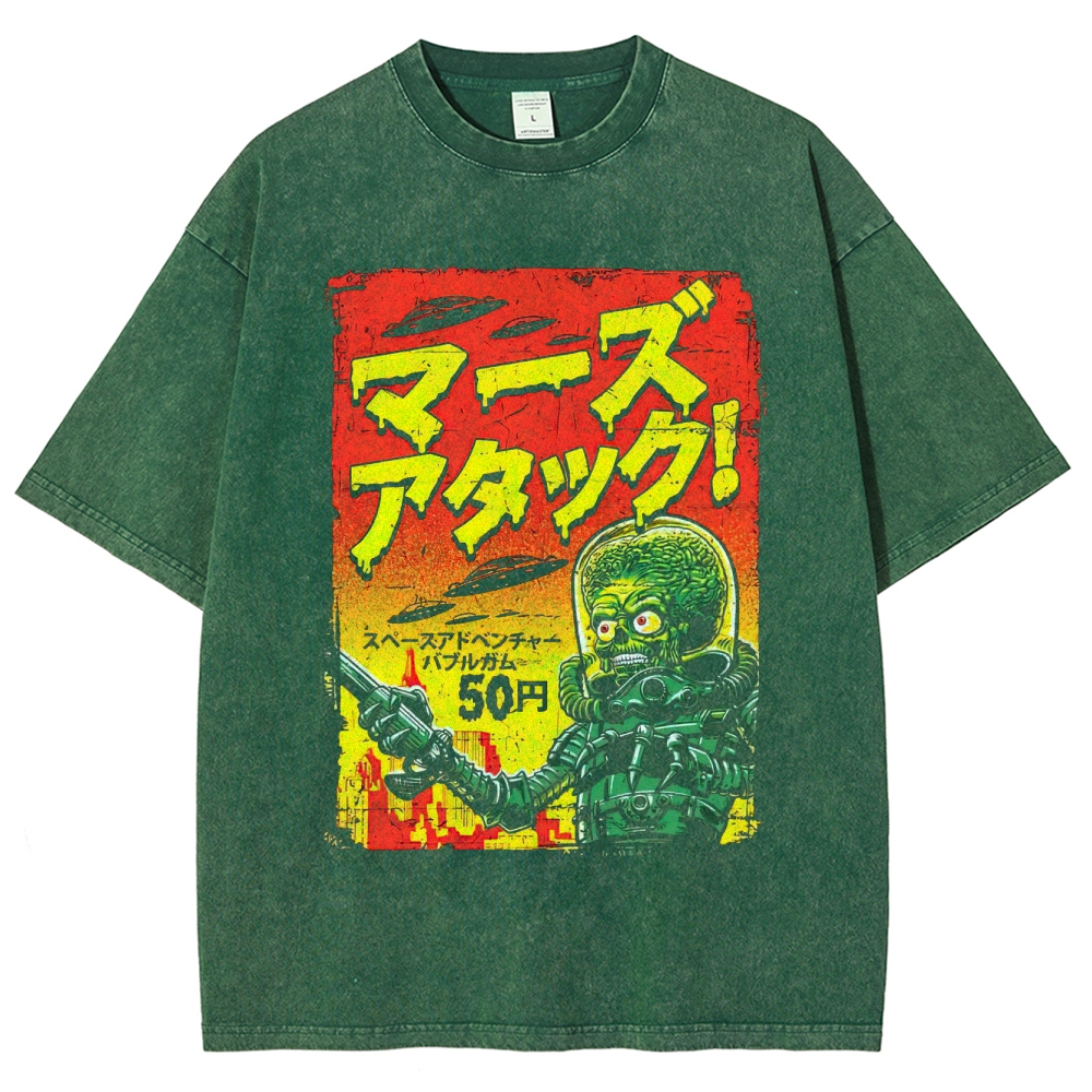 "Mars Attacks!" Japanese Retro Washed T-Shirt
