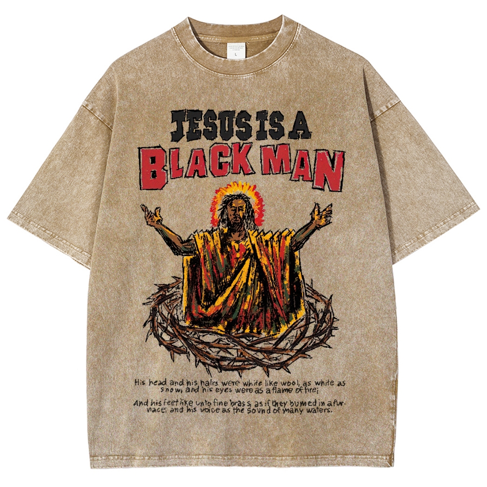 "Jesus Is A Black Man" Biblical Art Washed T-Shirt