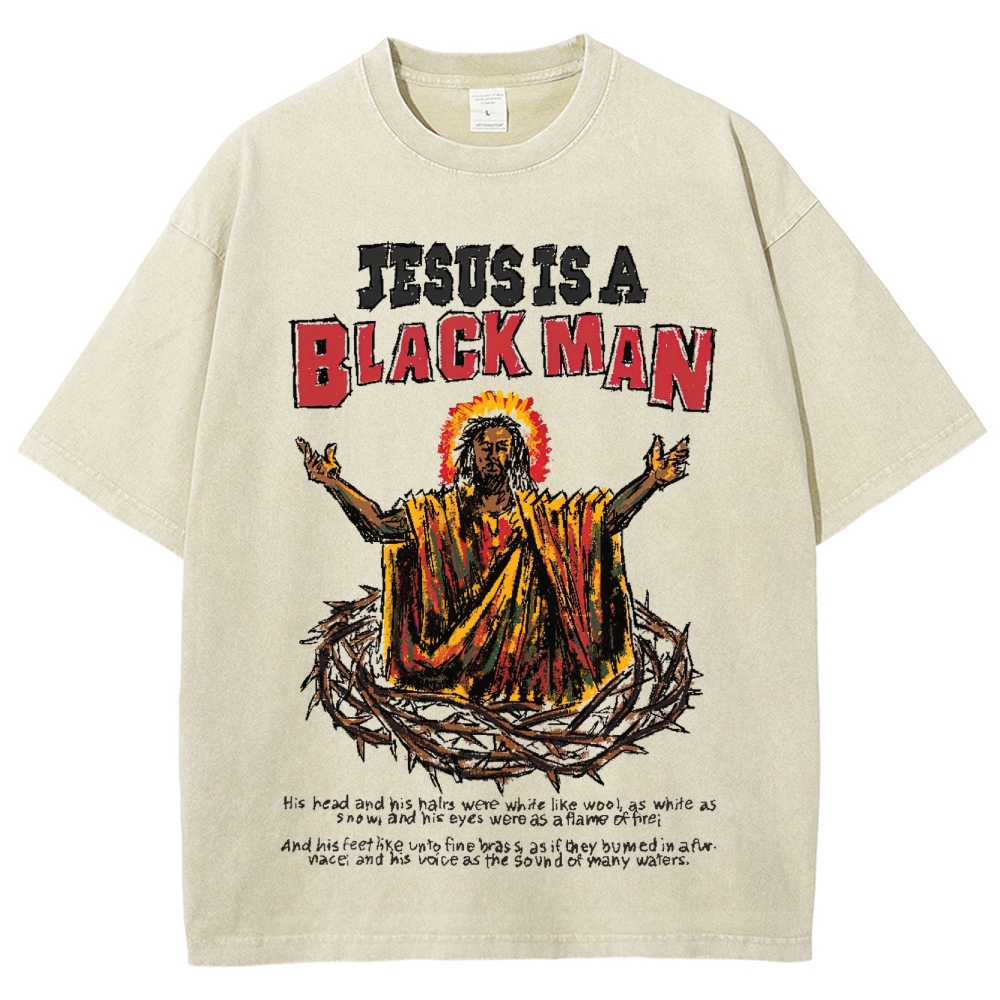 "Jesus Is A Black Man" Biblical Art Washed T-Shirt